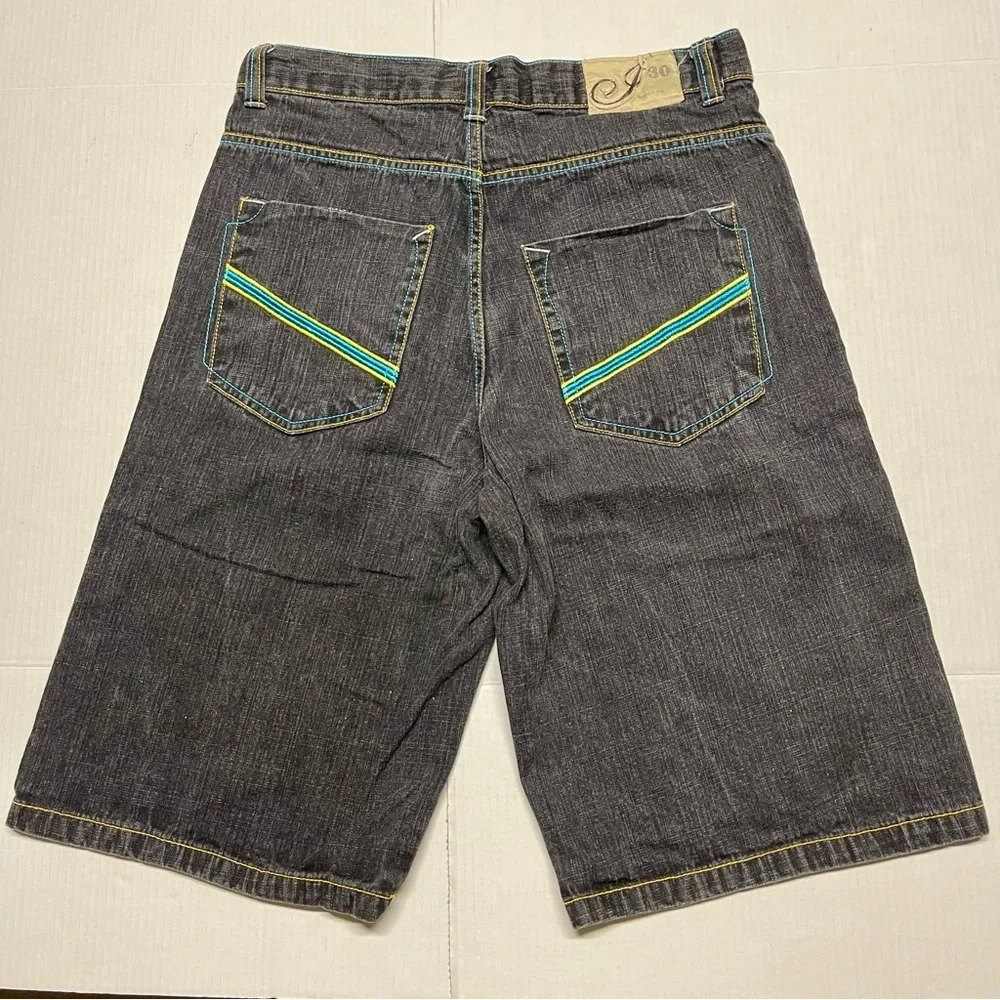 Indigo Charcoal Denim with Yellow and Blue Stitching